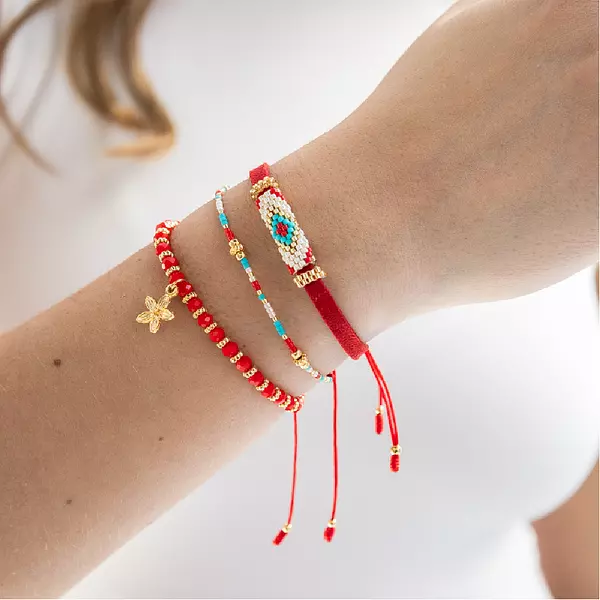 Set De Pulseras Roja Flori