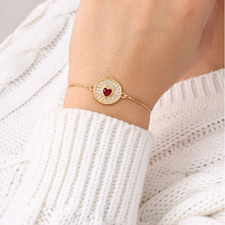 Pulsera Piedra Corazón Roja